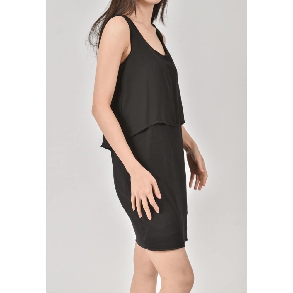 Mango Black Overlay Layered Mini Sleeveless Dress Medium